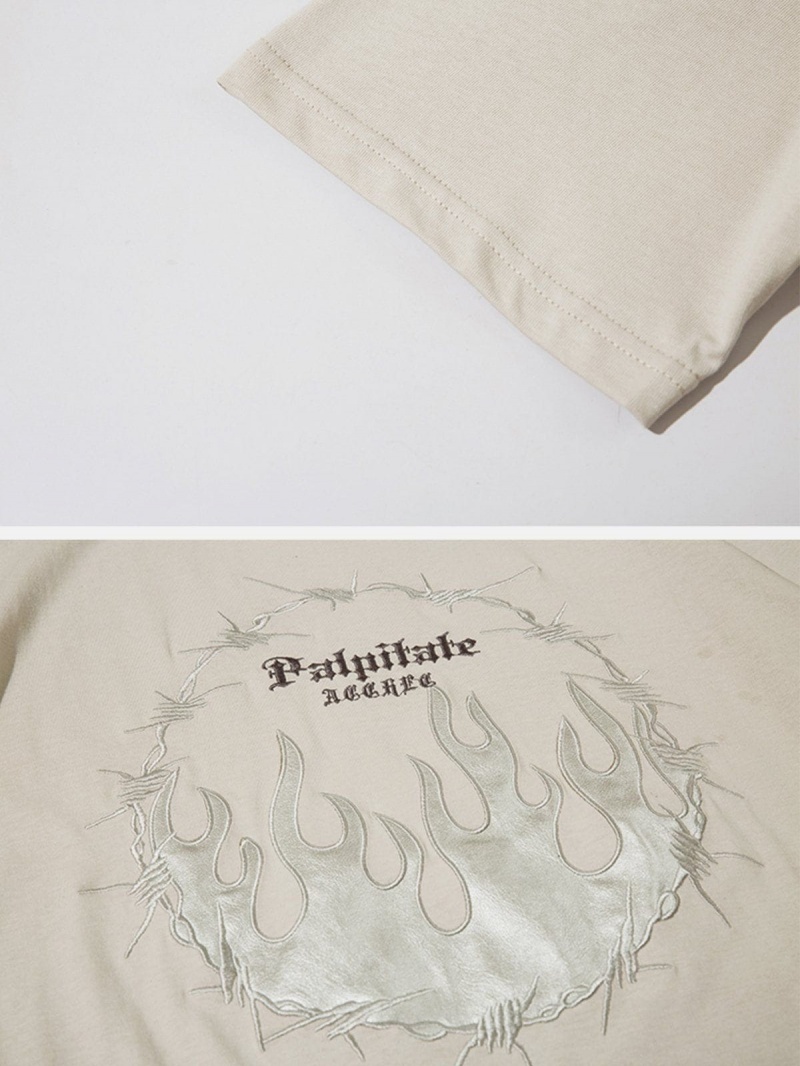 Blanche  T Shirts Aelfric Eden Applique Embroidery Fire Element Tee - GBQ-6536779